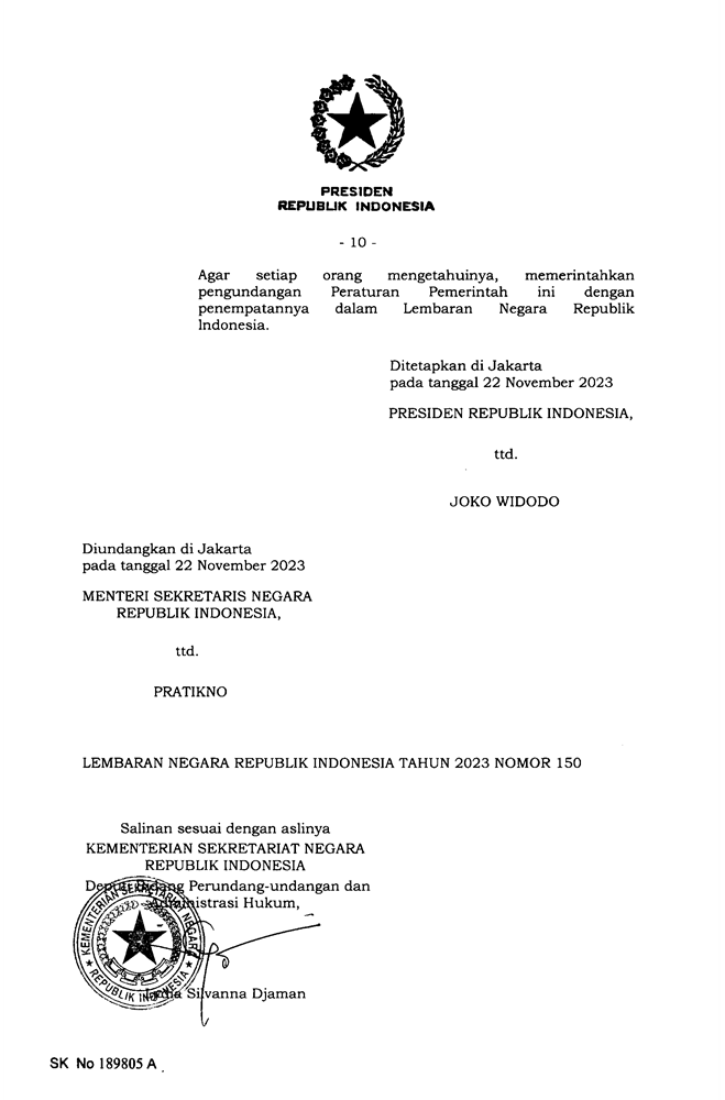 PP Nomor 54 Tahun 2023 Penghentian Penyidikan Tindak Pidana Di Bidang ...