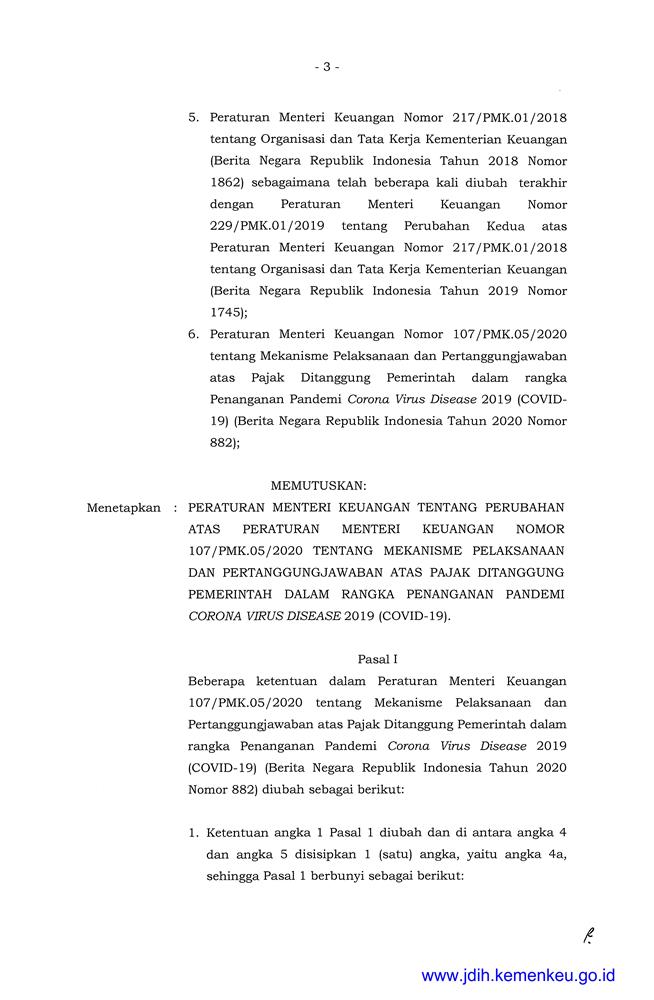 PERATURAN MENTERI KEUANGAN REPUBLIK INDONESIA NOMOR 95/PMK.05/2021 ...